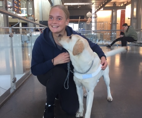 Johanne og hunden på jobben